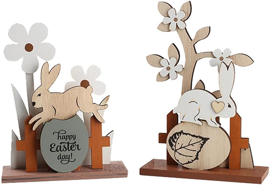 Holz Osterhase Deko Aufsteller 2er Set Fruehlingsdeko Tischdekoration