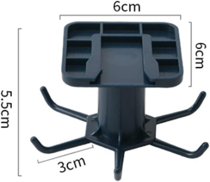 2er Set 360° drehbarer Kuechenhaken ohne Bohren, 6 Haken, schwarz