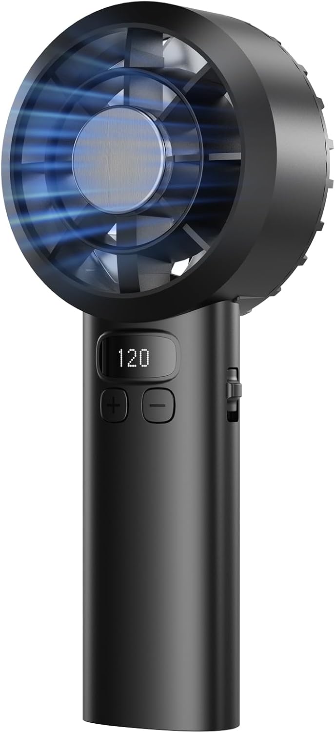 Handventilator 3000 mAh USB Tragbar 120 Stufen LED-Display Sicherheitsverriegelu