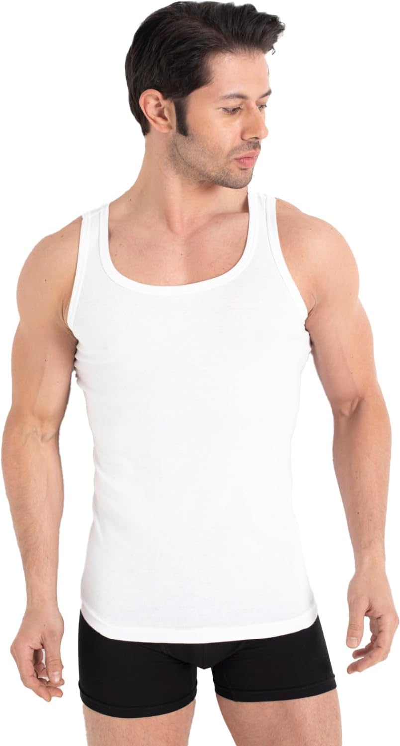 Herren Feinripp Unterhemd 100% Baumwolle Tank Top Groesse S-5XL 3er/5er Pack