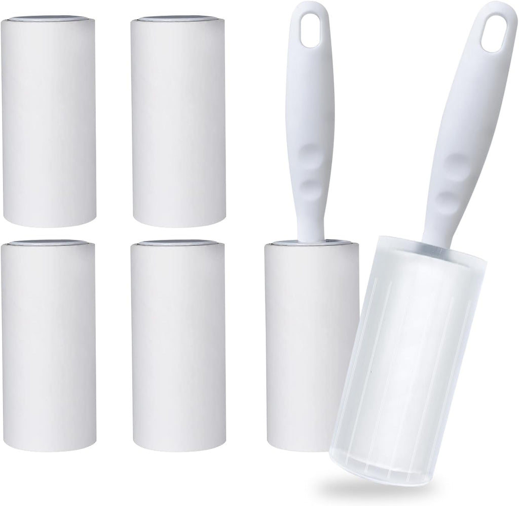 Fusselrollen Set 6 Rollen + 2 Abroller mit Staubschutzhuelle, 60 Blatt/Rolle