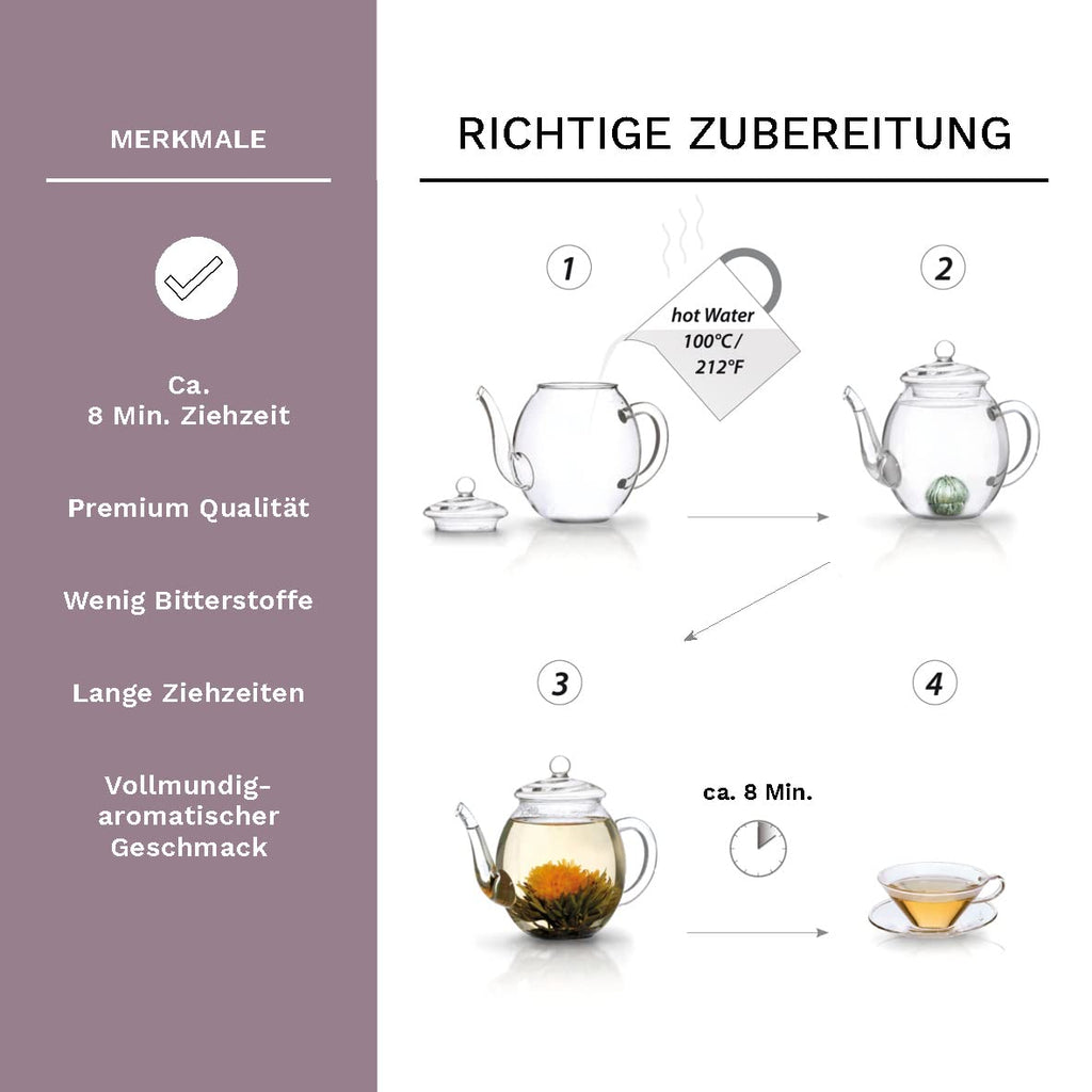 Creano Teeblumen Geschenkbox 6 Sorten Magnetbox Weiss Gruen Schwarz, verschiedene
