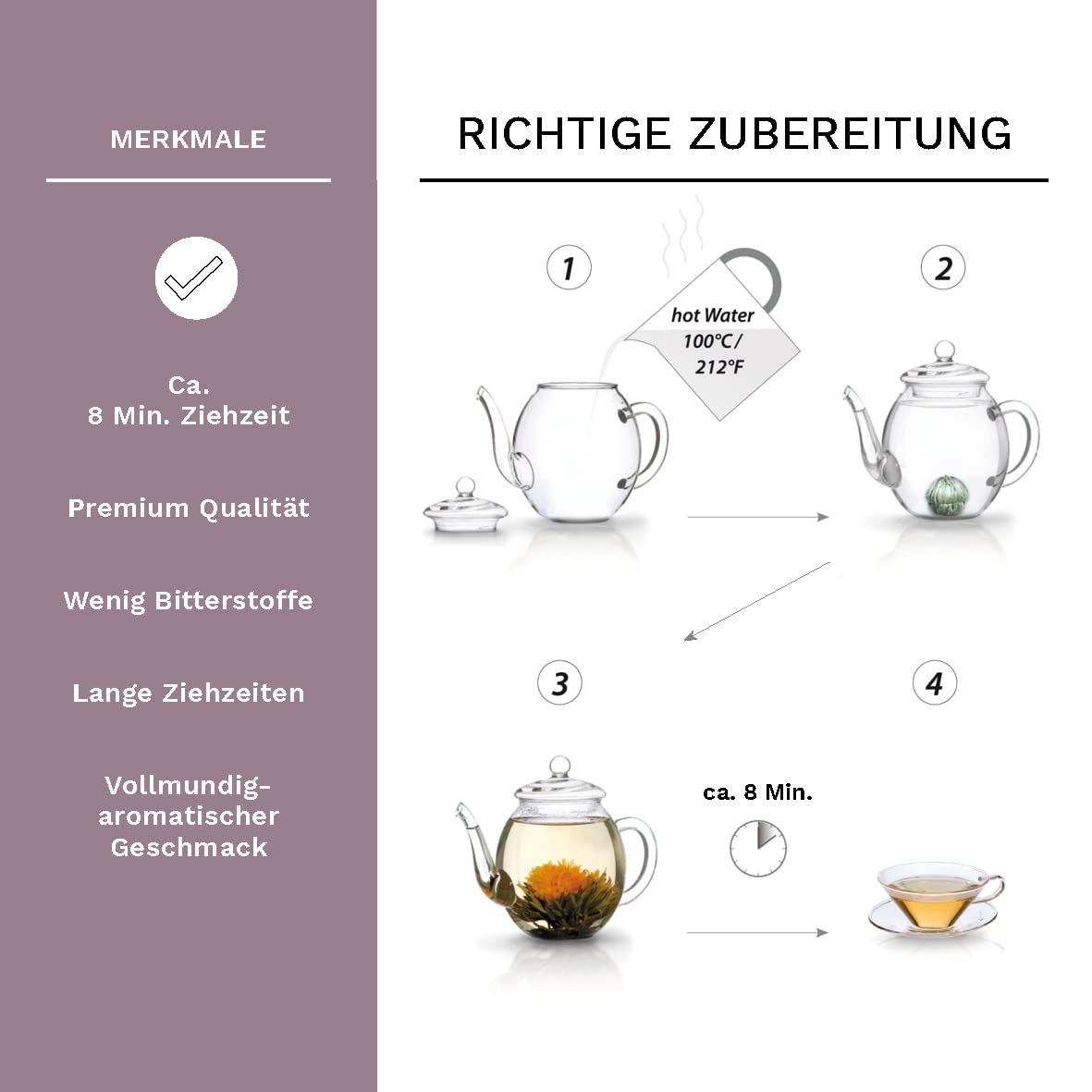 Creano Teeblumen Geschenkbox 6 Sorten Magnetbox Weiss Gruen Schwarz, verschiedene