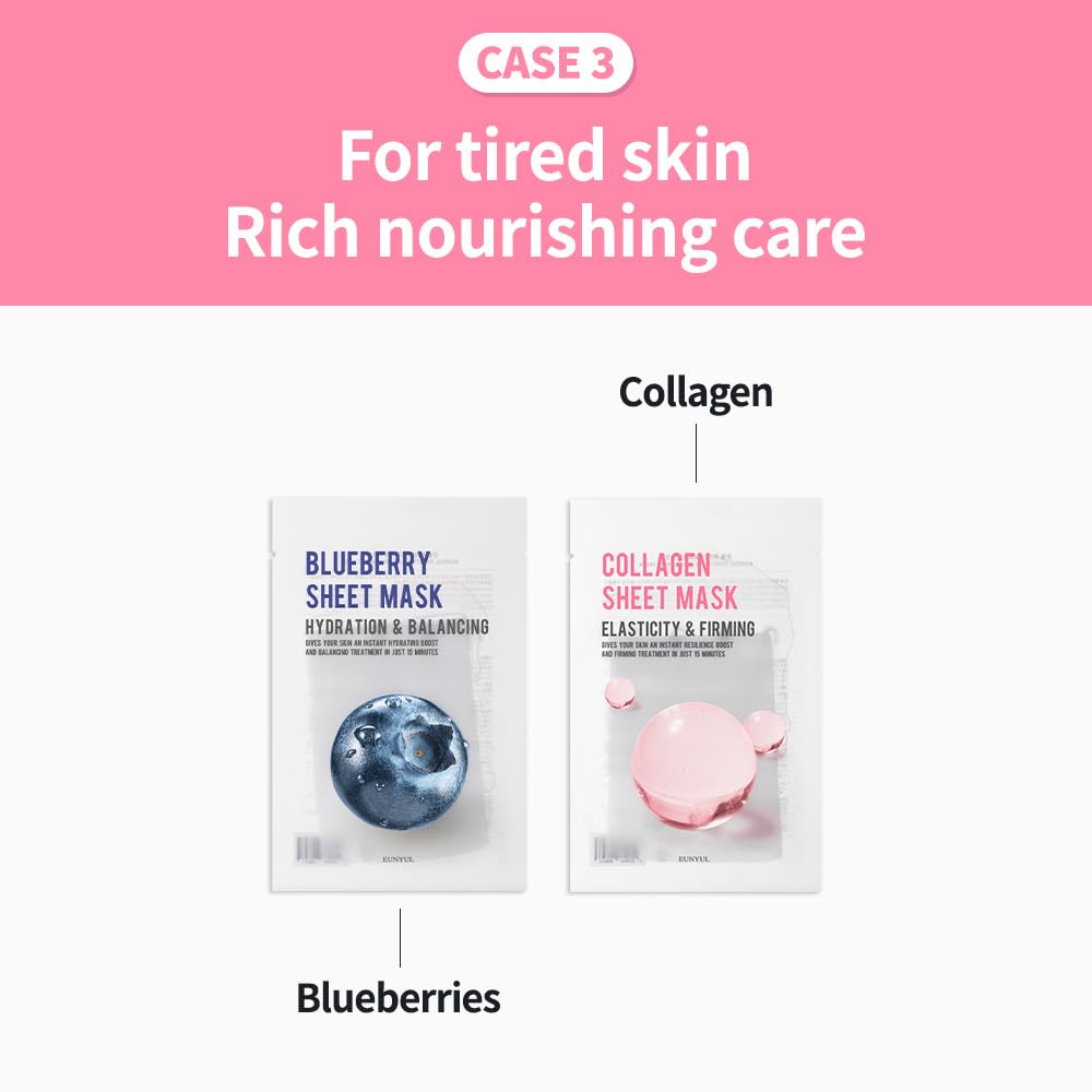 EUNYUL Purity Tuchmasken Set 8 Stueck Koreanische Gesichtsmasken