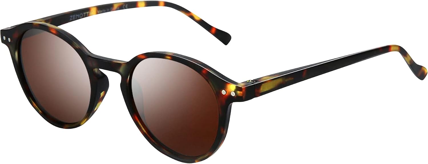 ZENOTTIC Sonnenbrille polarisiert rund UV400 Vintage Rahmen Herren Damen