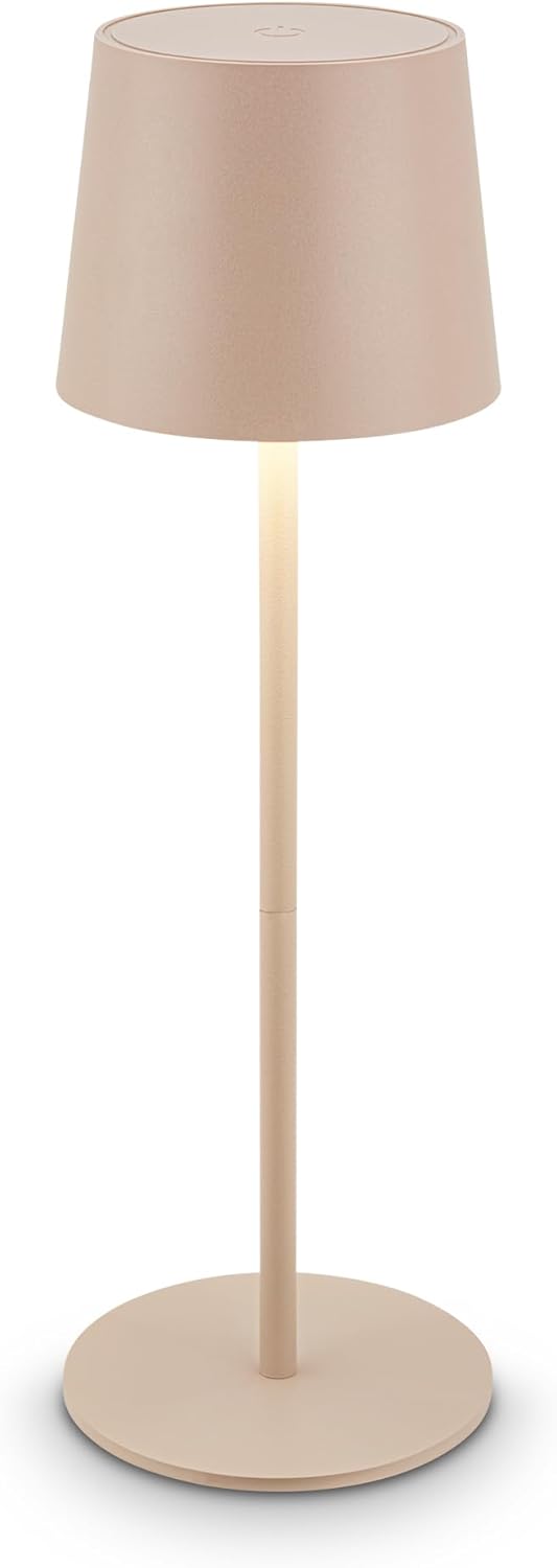 Briloner LED Tischlampe kabellos dimmbar Touch Akku IP44 beige 11x34,5 cm