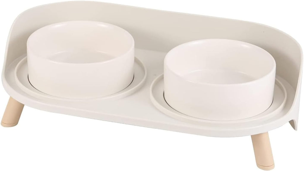 Erhoehter Keramik Hundenapf 2x720 ml mit Staender rutschfest gruen fuer Hunde Katzen