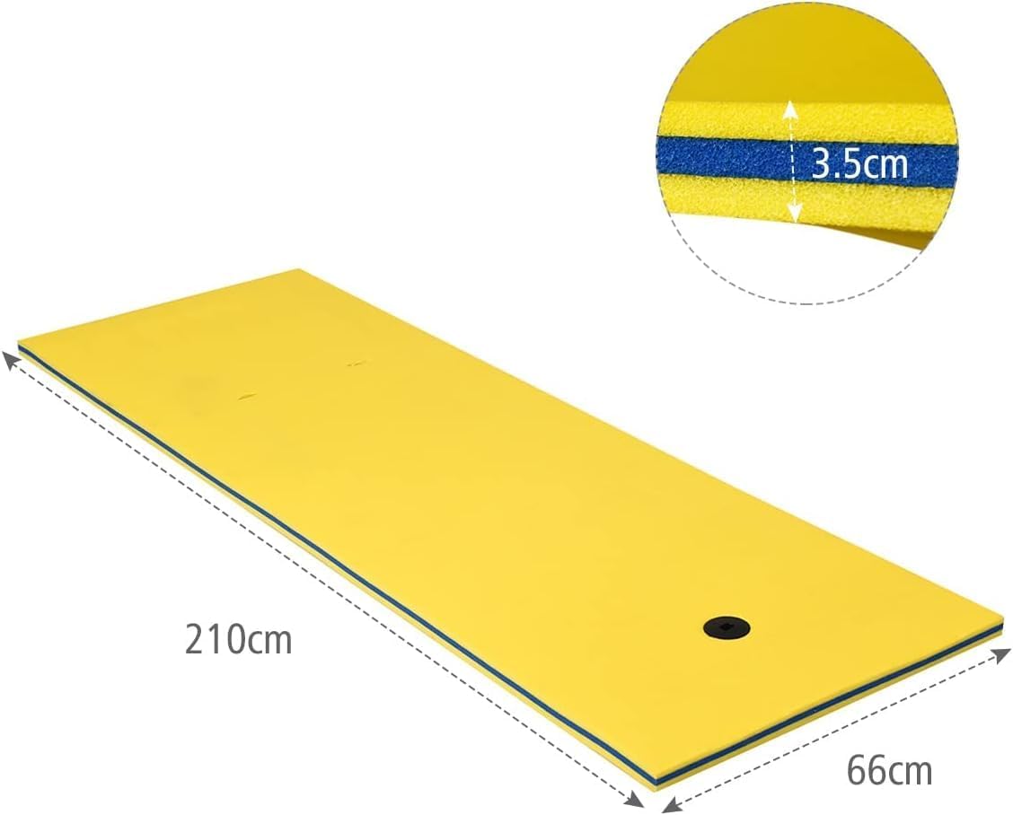 FANTASK Schwimmmatte XPE 210 x 66 cm Gelb schwimmende Liege bis 60 kg