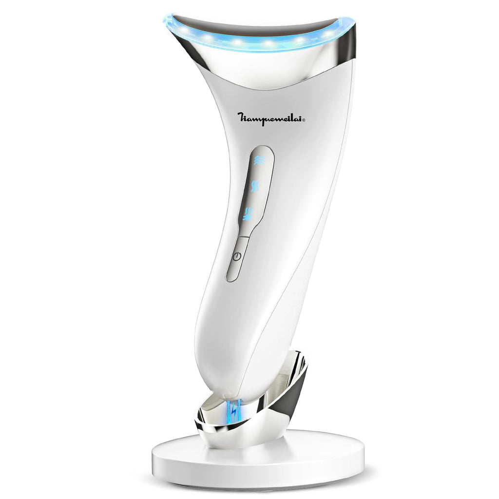 EMS Gesichtsmassagegeraet mit LED Lifting und Waerme 45°C Anti-Falten
