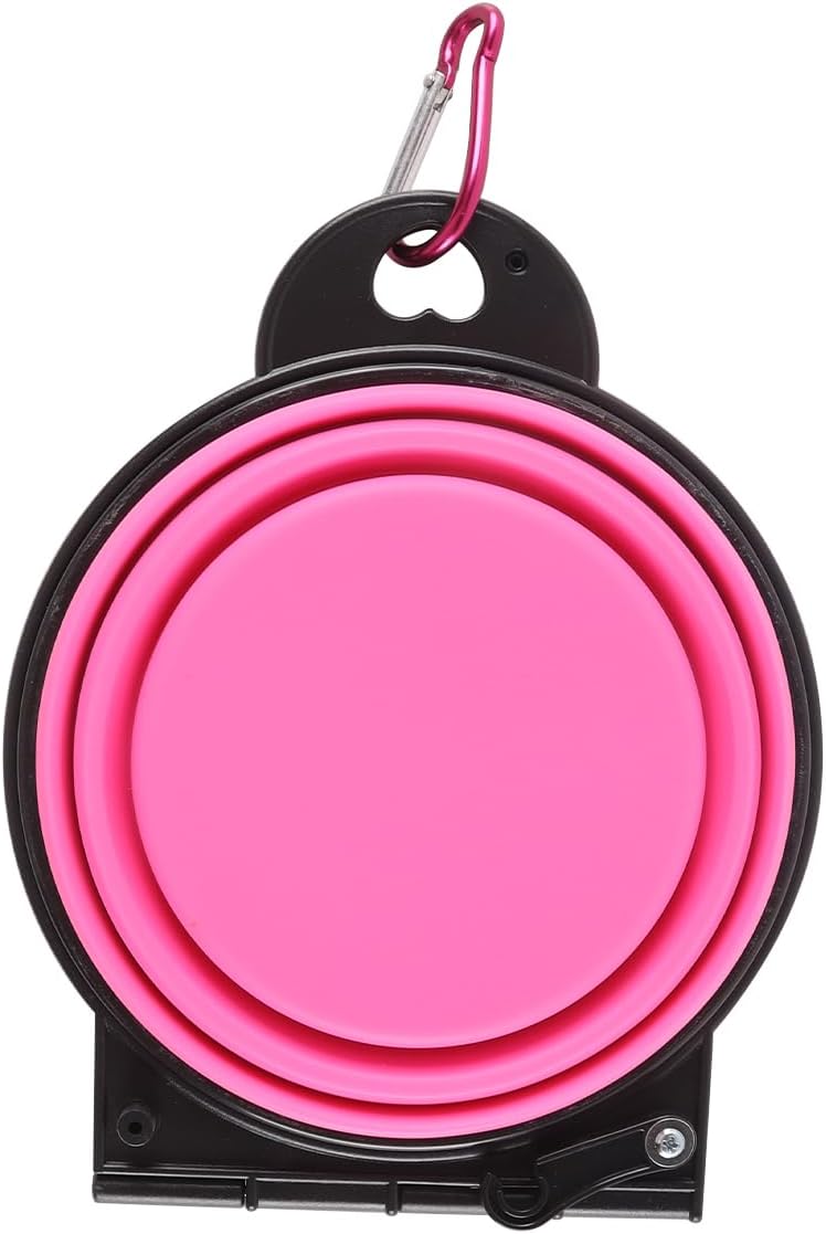 Faltbarer Hundenapf mit Karabiner 2in1 Trinknapf und Futternapf Rosa