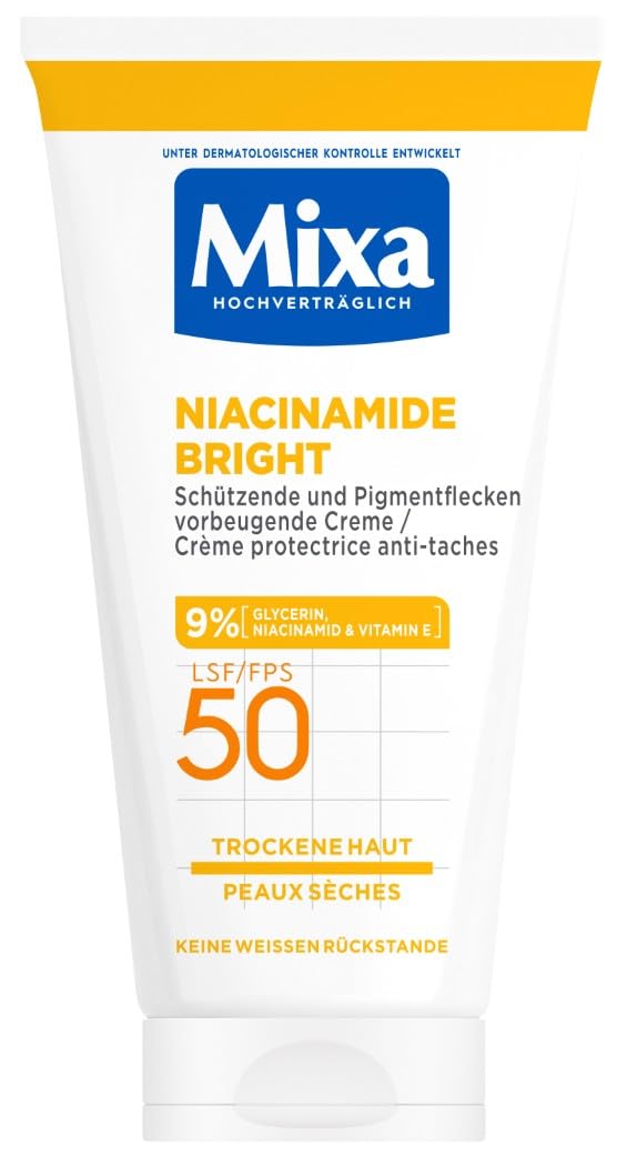 Mixa Anti-Pigmentflecken Creme LSF 50 fuer trockene Haut Niacinamid