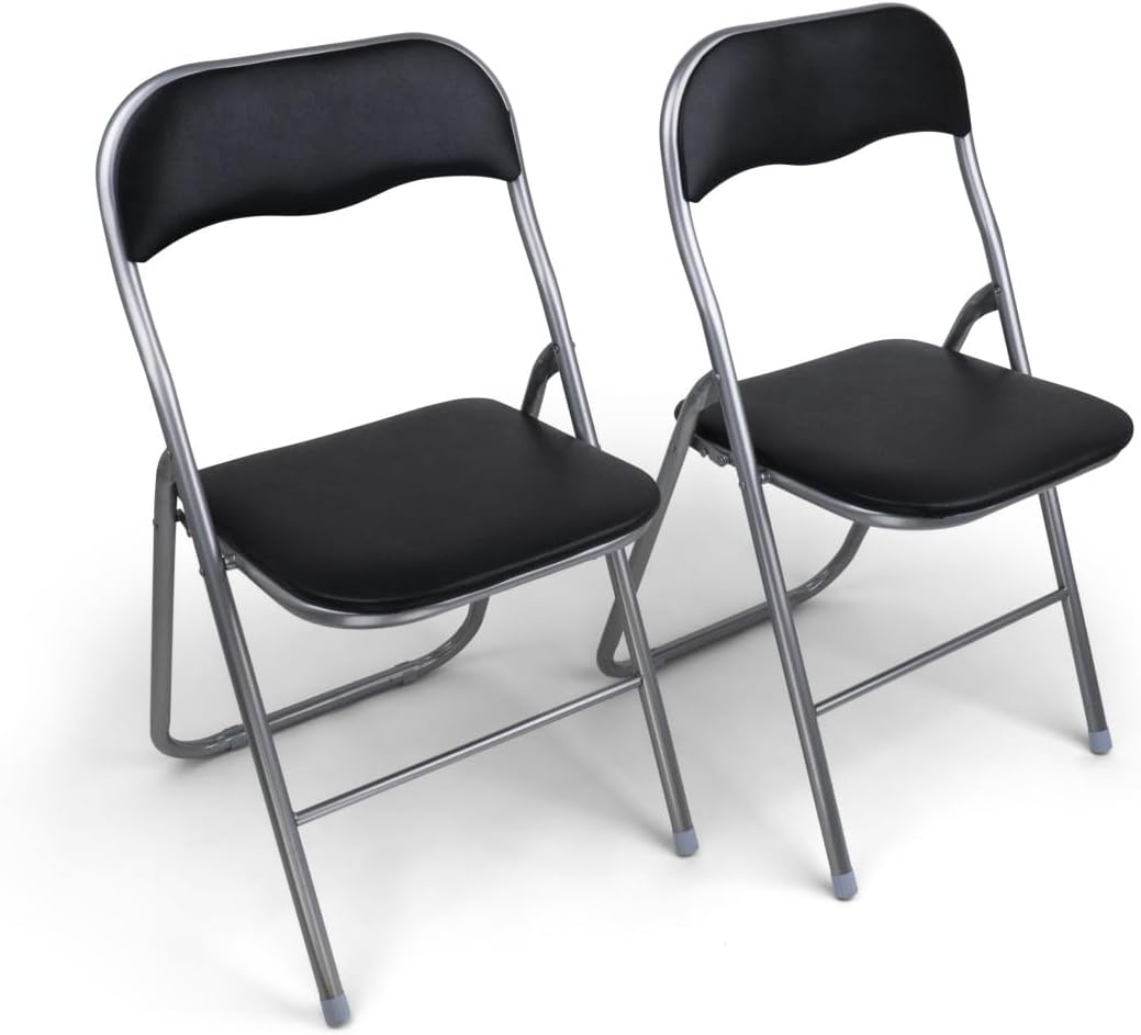 HAEST Klappstuhl 2er Set gepolstert Kunstleder Metallrahmen bis 100kg Silber-Sch