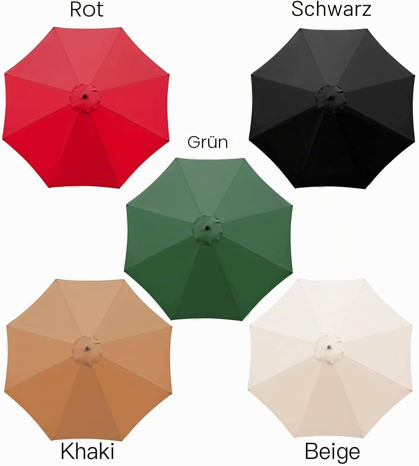 SMLJFO 3 m Sonnenschirm Bespannung 8 Streben UV-Schutz Beige Ersatzdach