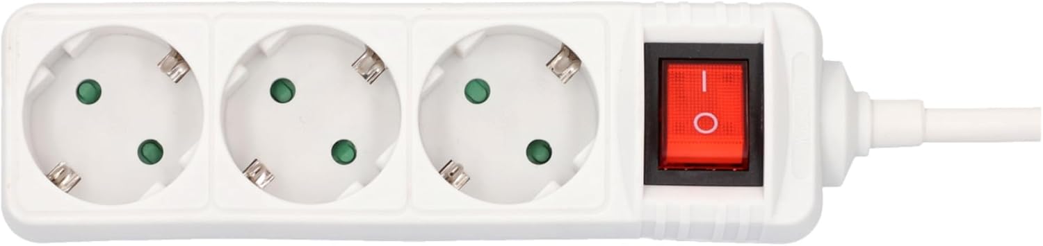 UNITEC Tischsteckdose 3‑fach mit Schalter 1,4 m Kabel Weiss