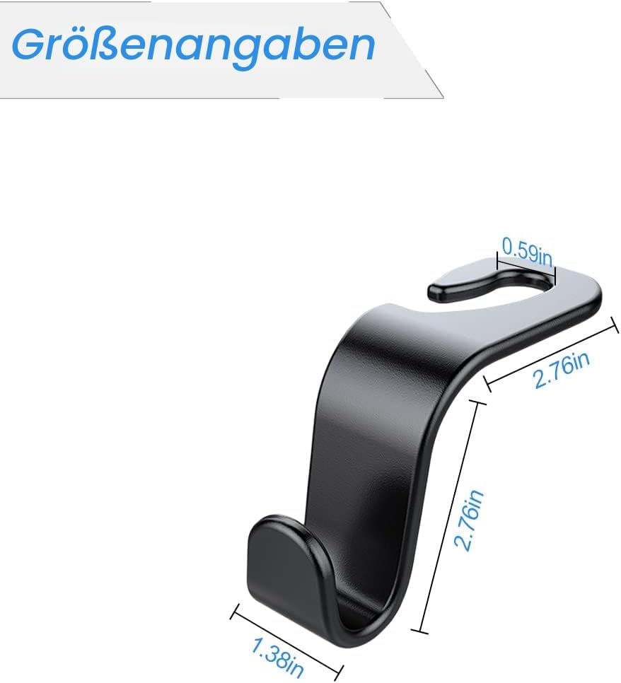 Auto Kopfstuetzen Haken 4er Set Schwarz Tasche Halterung Innenraum