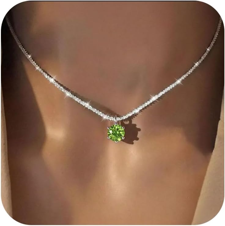 Silberkette 925 Damen mit Kristallanhaenger Rosa/Weiss/Gruen personalisiert