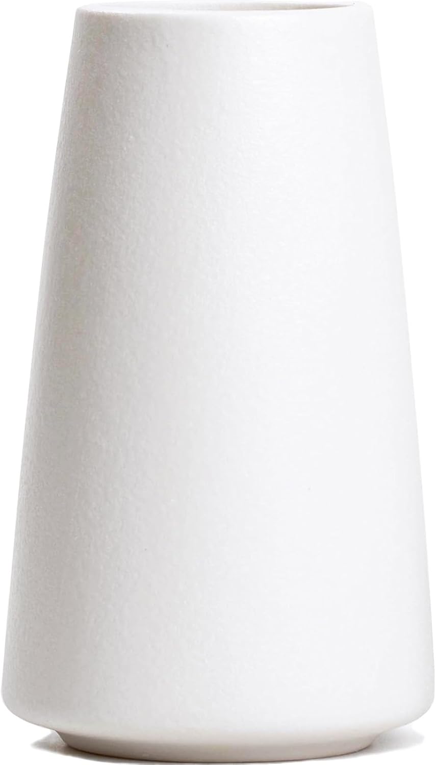 Keramikvase 15 cm Weiss - Minimalistische Blumen- und Pampasgrasvase