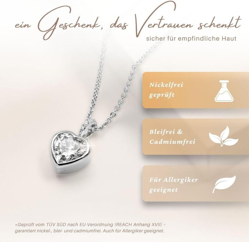 925er Silber Herz Halskette ICH LIEBE DICH Anhaenger Damen