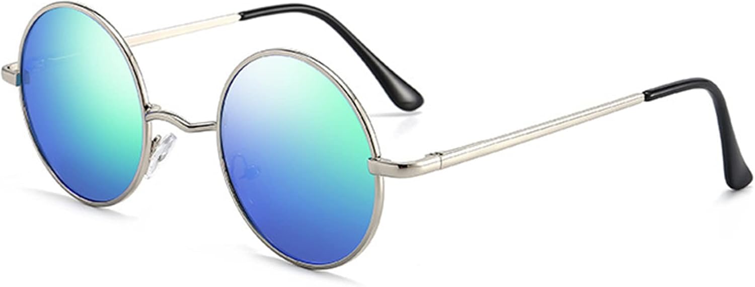 Polarisiert Sonnenbrille Herren Damen UV400 Metallrahmen rund Retro