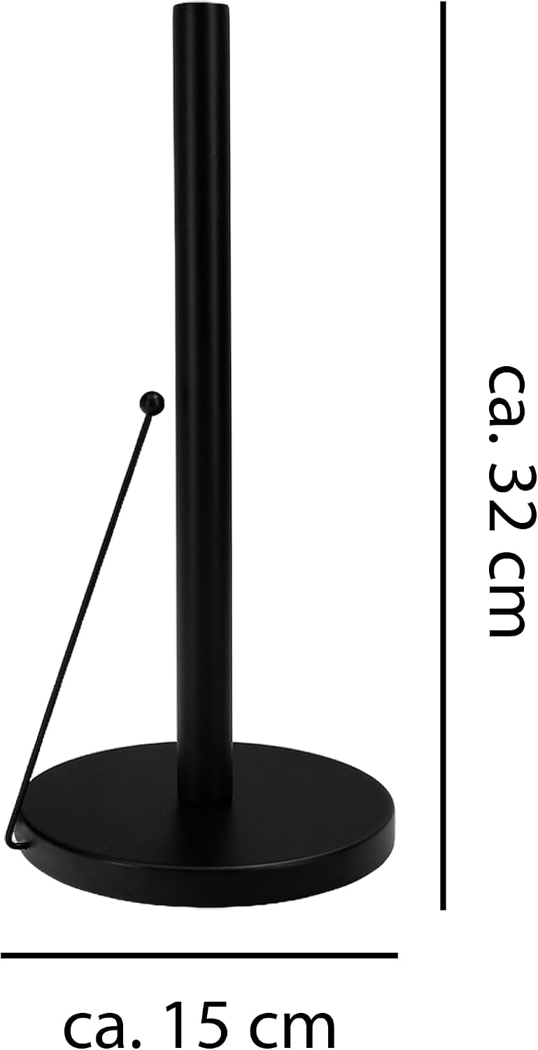 Kuechenrollenhalter stehend Edelstahl schwarz 32 x 15 cm Arbeitsplatte