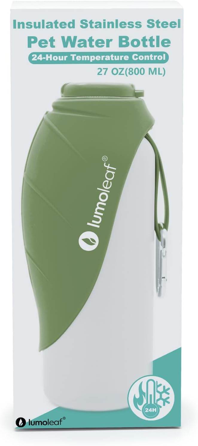 LumoLeaf Trinkflasche aus Edelstahl isoliert Breite Oeffnung Gruen