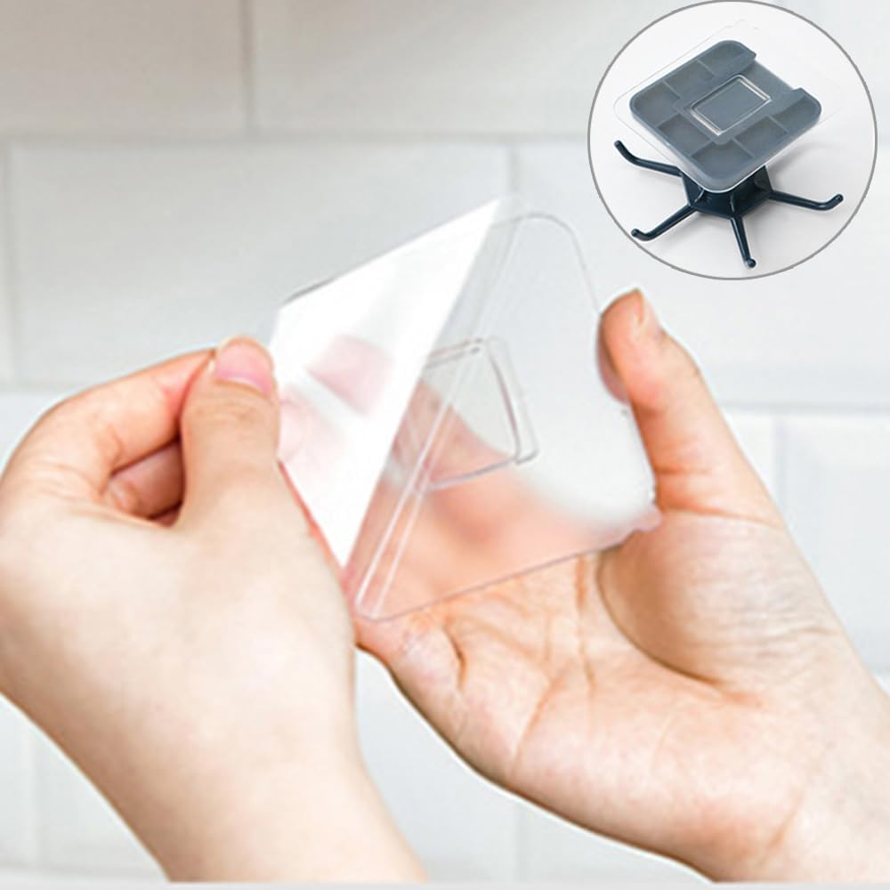 2er Set 360° drehbarer Kuechenhaken ohne Bohren, 6 Haken, schwarz