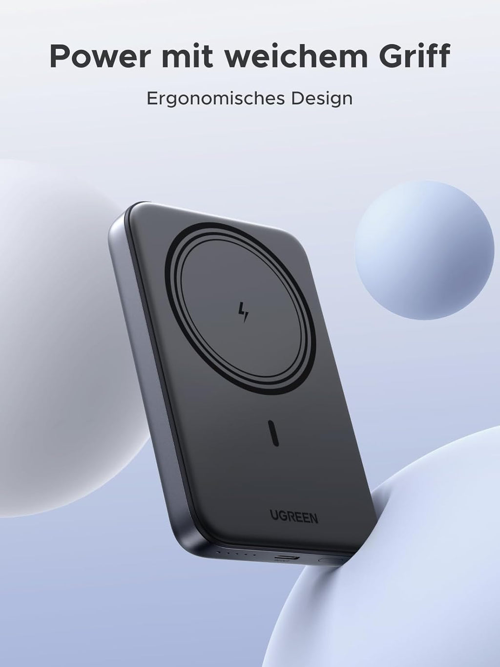 UGREEN Zapix 10000 mAh Magnetische Powerbank 20W USB-C kabellos Schwarz