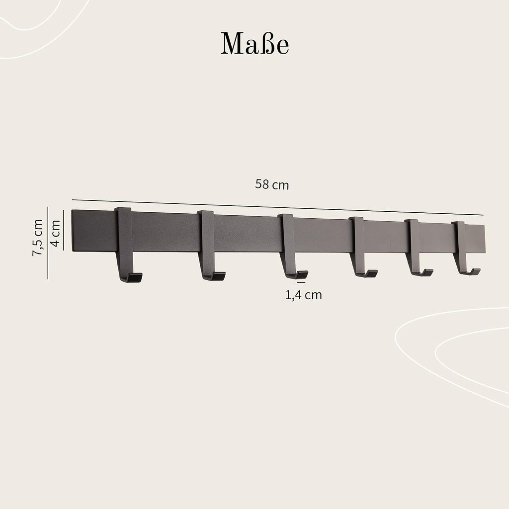 Designfabrik Garderobe Metall weiss 58cm-80cm bewegliche Haken Wand