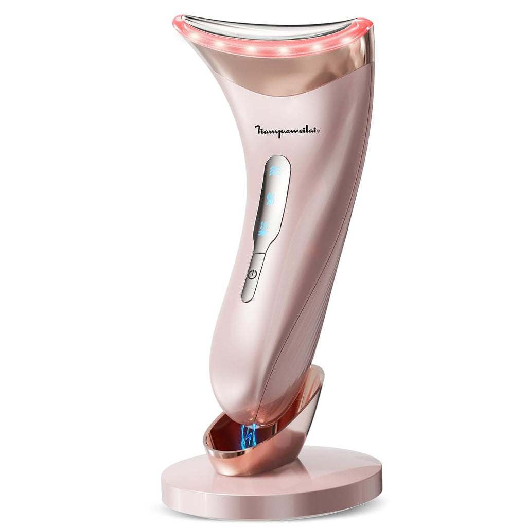 EMS Gesichtsmassagegeraet mit LED Lifting und Waerme 45°C Anti-Falten