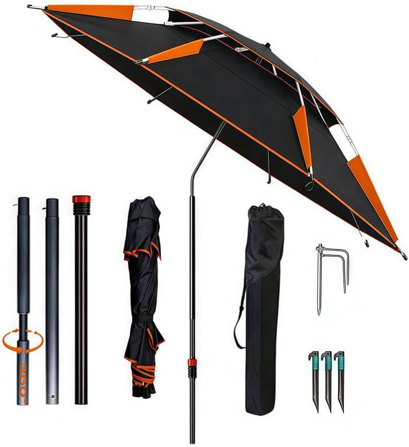 Strandschirm 160 cm Ø mit 360° Schwenk, winddicht, UV50, Tragetasche