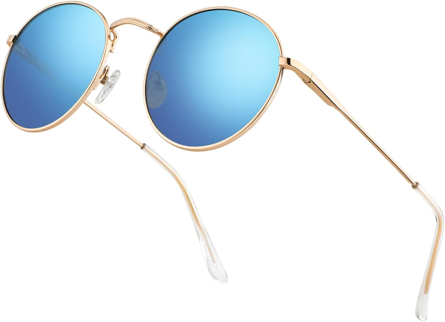 HENGOSEN Herren Sonnenbrille rund polarisiert Metallrahmen Retro Unisex
