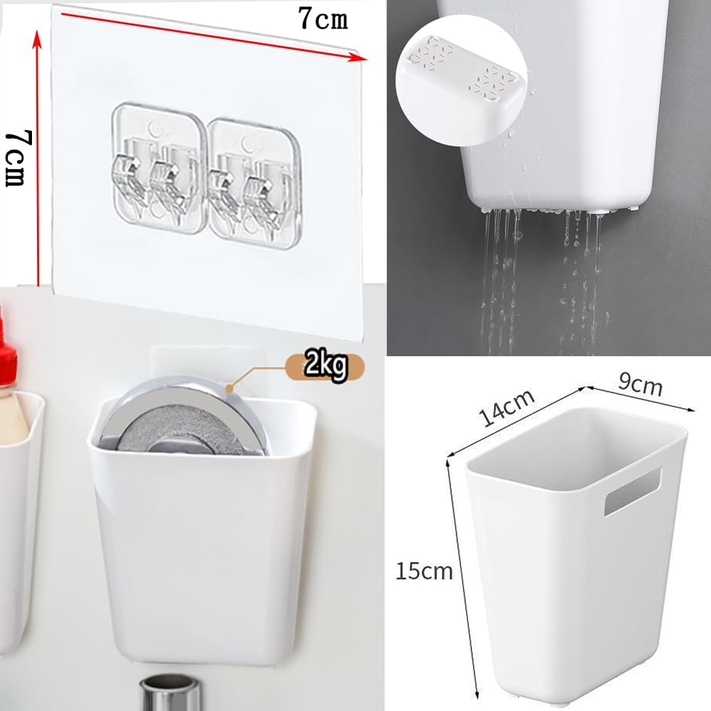 4er Set selbstklebende Aufbewahrungsbox fuer Kuechenschrank Wandmontage Organizer