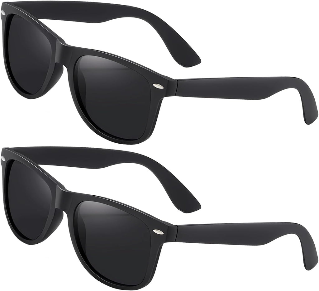 Polarisiert Sonnenbrille Herren Damen UV400 rechteckig Schwarz mit Etui