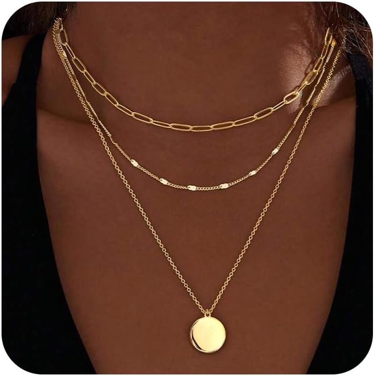 Layered Halsketten Set Damen 3 Stueck Silber 925 Gold beschichtet verstellbar