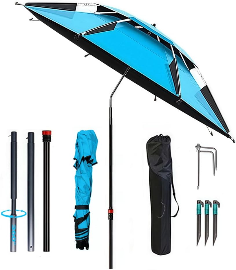 Strandschirm 160 cm Ø mit 360° Schwenk, winddicht, UV50, Tragetasche