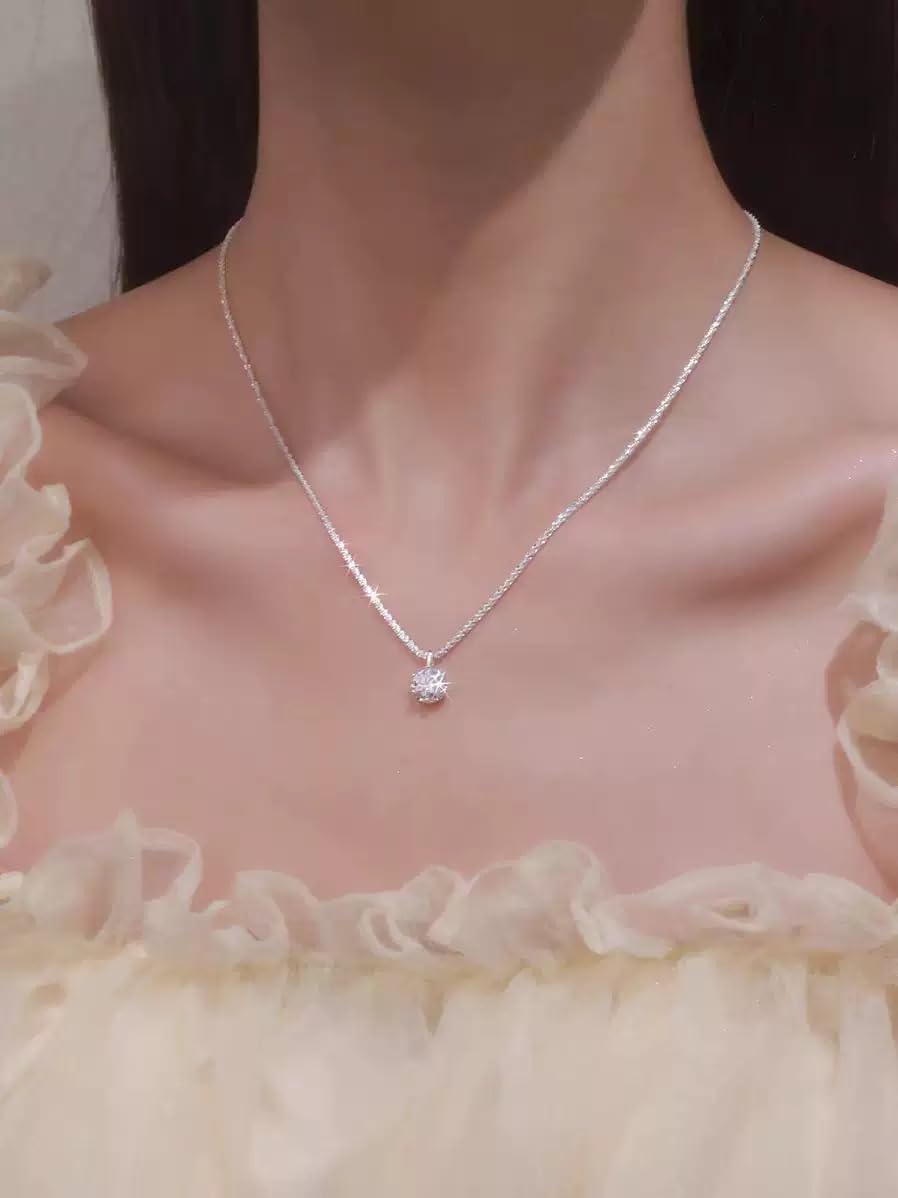 Silberkette 925 Damen mit Kristallanhaenger Rosa/Weiss/Gruen personalisiert