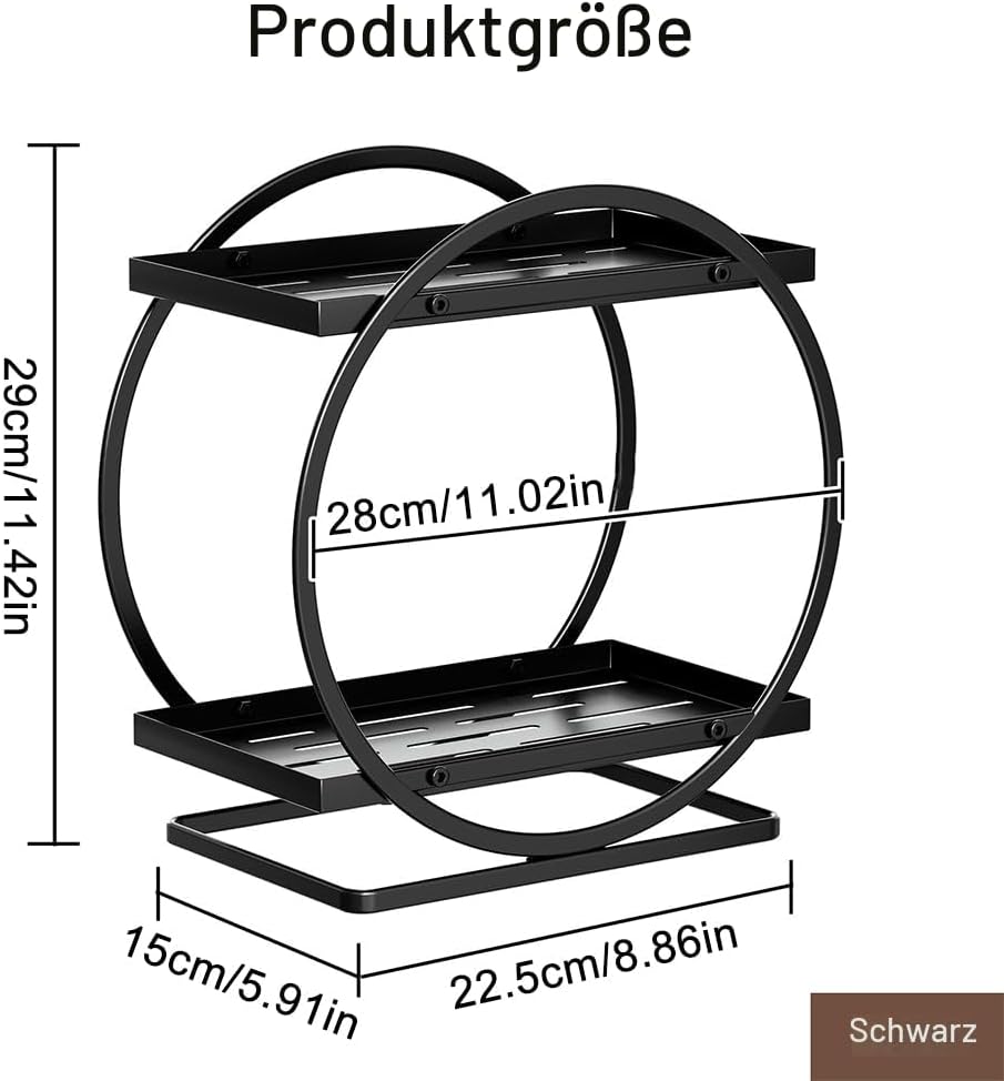 Make-up Organizer 2-stoeckig Metall schwarz rund Kosmetikaufbewahrung