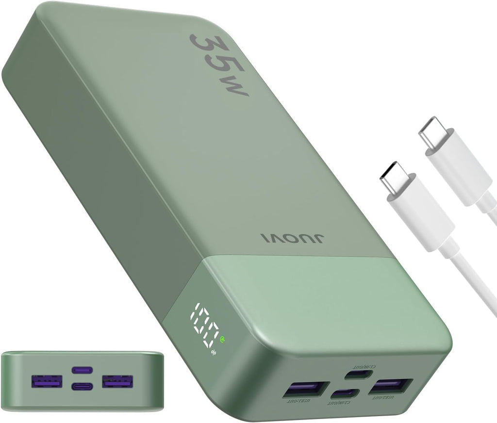 JUOVI Powerbank 20000 mAh 35 W USB‑C Gruen Schnellladegeraet