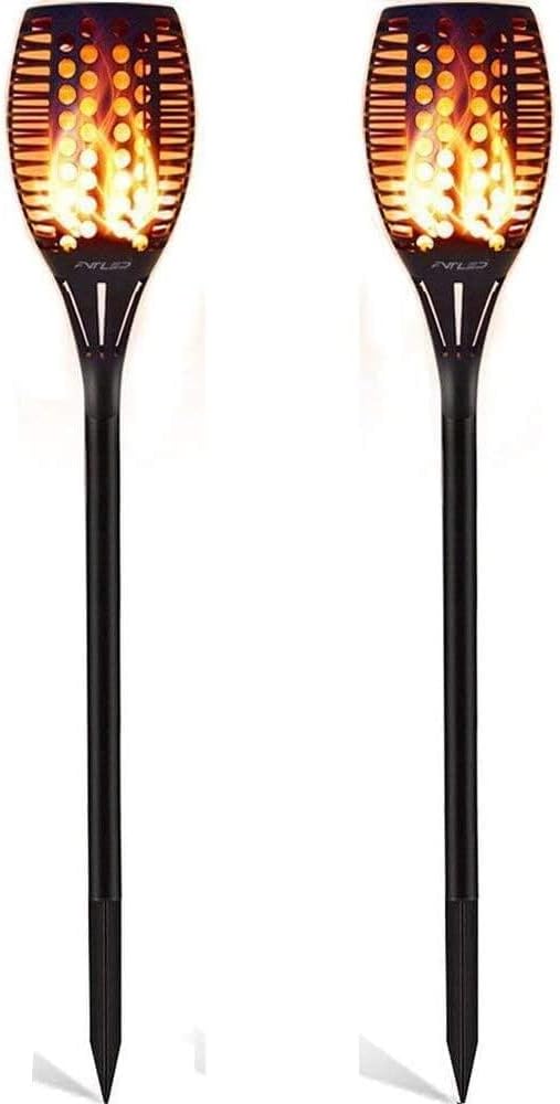 Solartischfackeln 4er Set 96 LED 80 cm, IP65 wasserdicht, flackerndes Licht