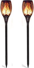 Solartischfackeln 4er Set 96 LED 80 cm, IP65 wasserdicht, flackerndes Licht