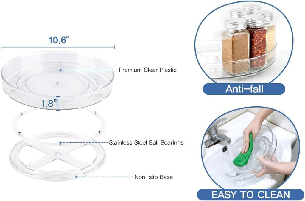 Drehteller Kuehlschrank Organizer 23,5cm Lazy Susan 360° drehbar transparent