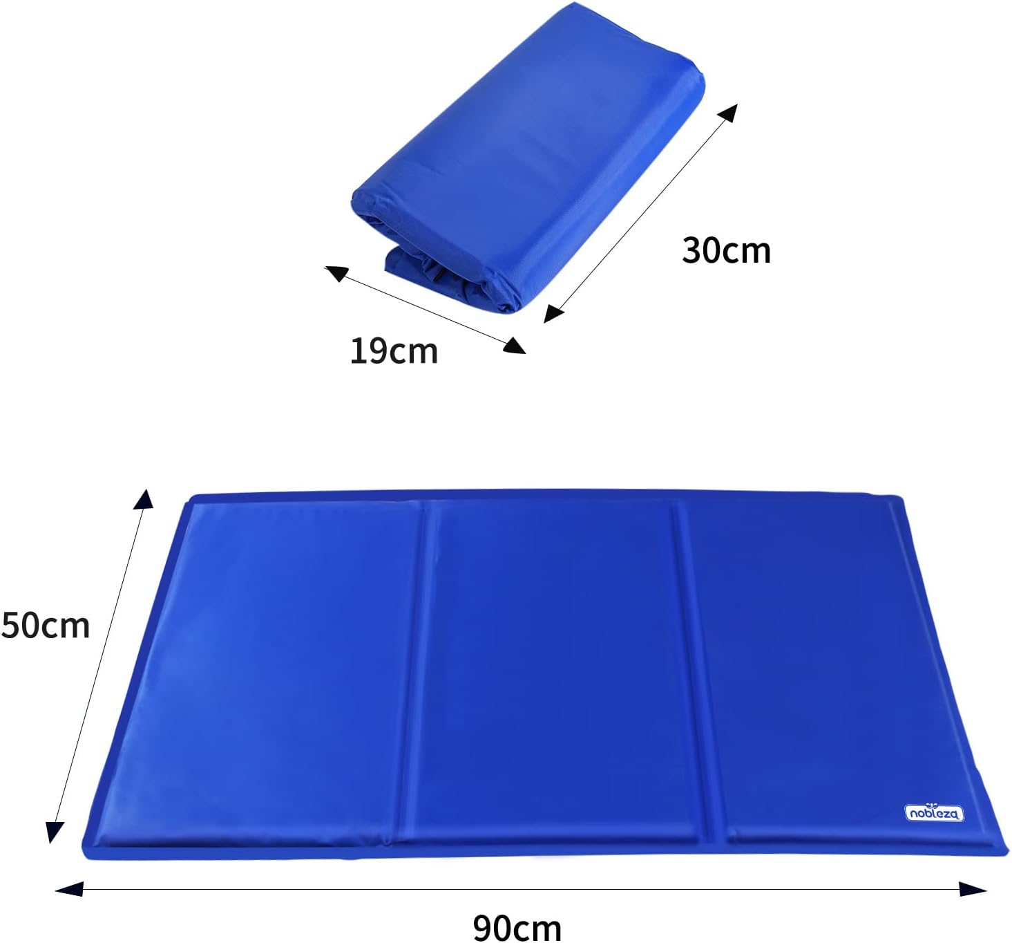 Nobleza Kuehlmatte fuer Hunde 65x50 cm Blau selbstkuehlend Gel 1cm-2cm