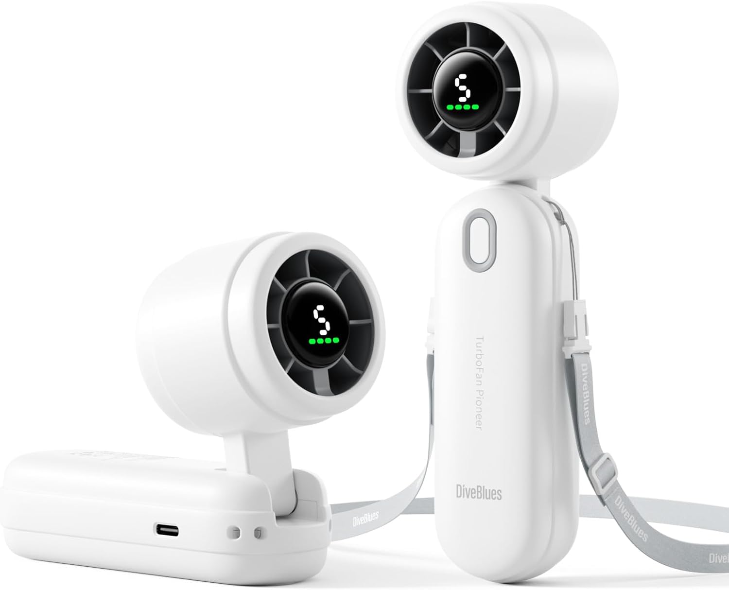 Diveblues iTurbo Handventilator 3-in-1 Hand Hals Tisch 5 Stufen LED Akku