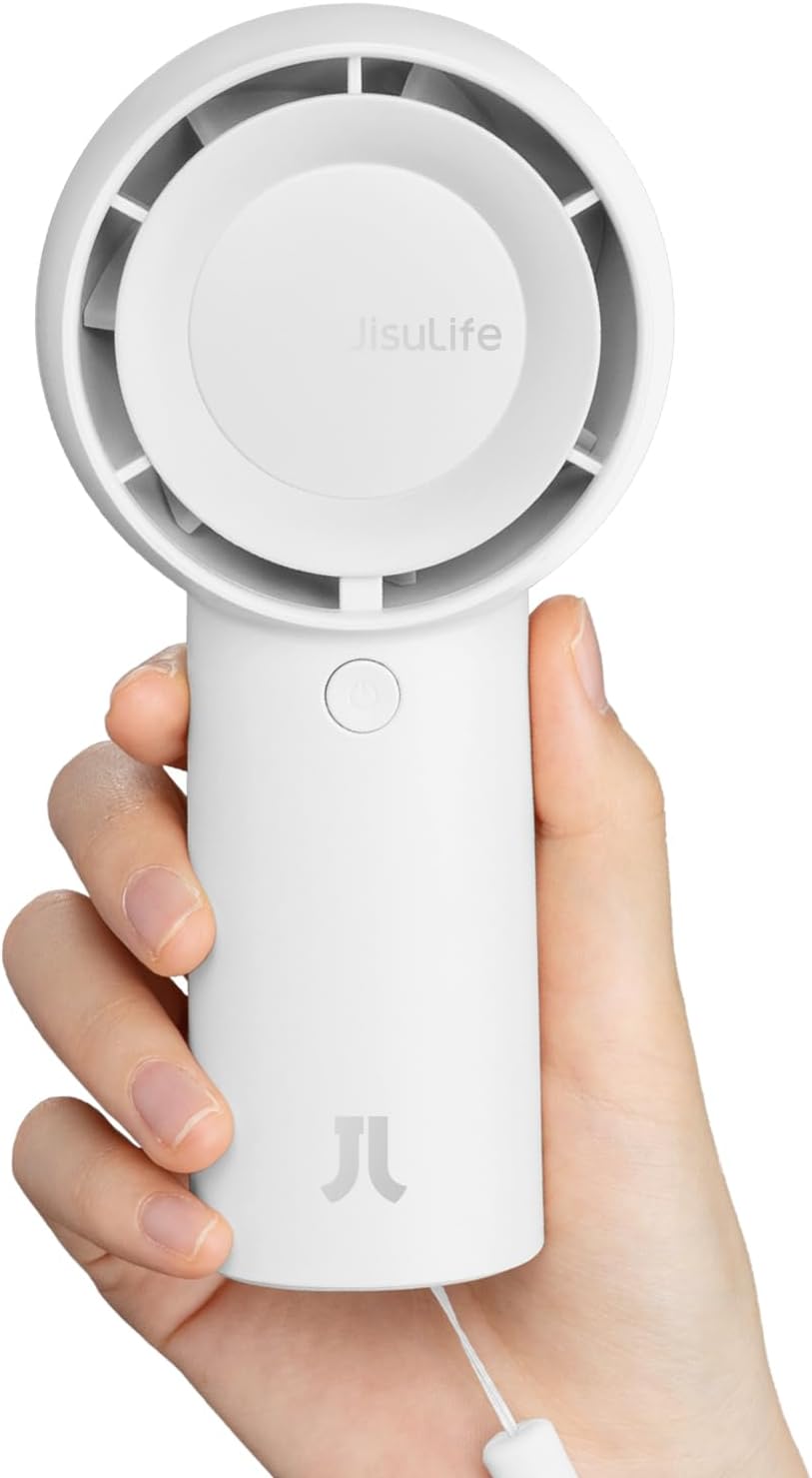 JISULIFE Turbo Handventilator Akku 4000mAh 5 Stufen 16h Laufzeit Braun