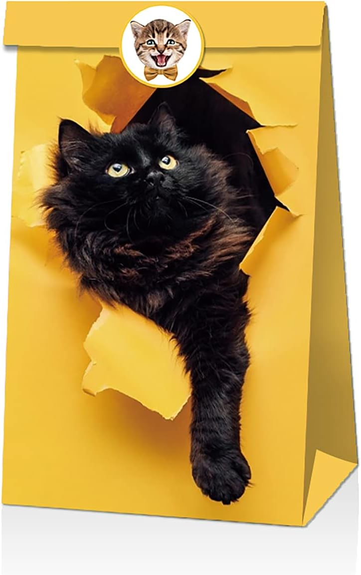 Geschenktueten 12er Set Katzenmotiv Papiertueten Goodie Bags Party Suessigkeiten