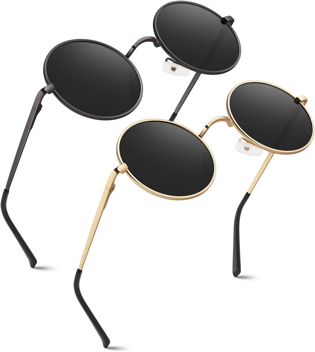 GQUEEN Polarisierte Retro Sonnenbrille rund UV400 Herren Damen MEZ1