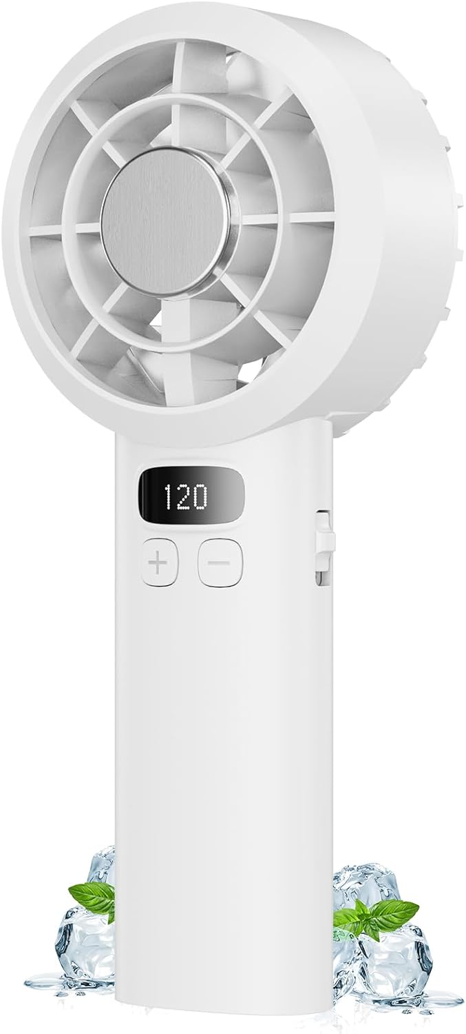 USB Mini Handventilator 7000 RPM, 120 Stufen, 3000mAh Akku, LED-Display