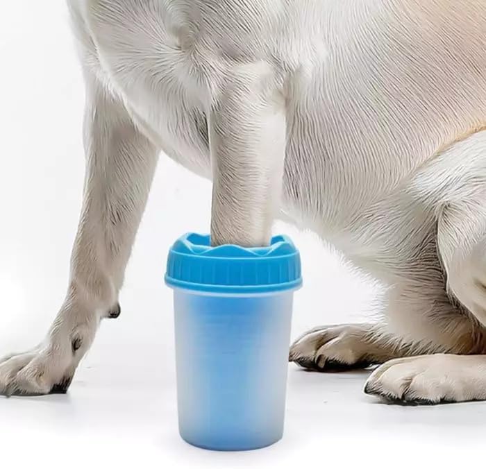 Happet Pfotenreiniger S/M Blau mit Silikon-Noppen - tragbarer Pfotenwascher fuer