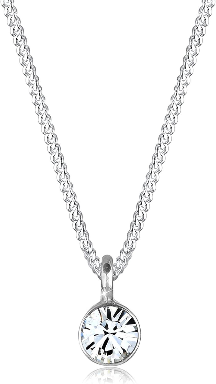 Elli Halskette Damen mit Kristall Anhaenger Silber Kette 45 cm
