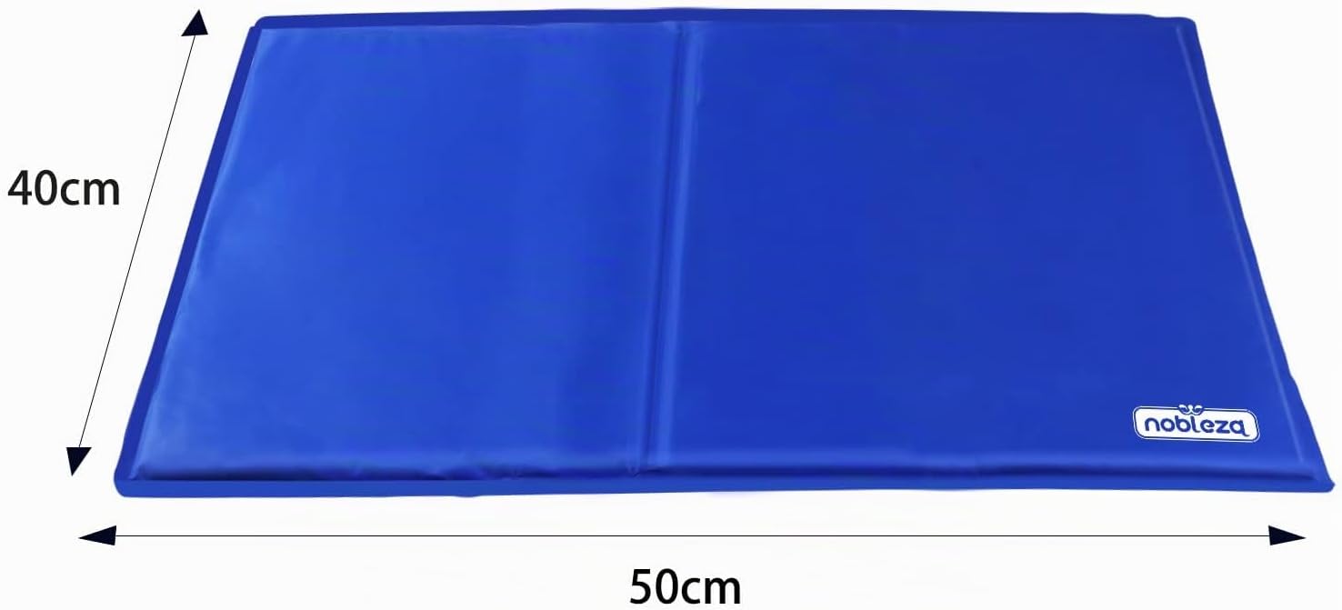 Nobleza Kuehlmatte fuer Hunde 65x50 cm Blau selbstkuehlend Gel 1cm-2cm